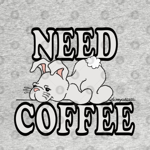 Coffee Lover Stuffed Bunny T shirt NEED COFFEE by ScottyGaaDo by ScottyGaaDo